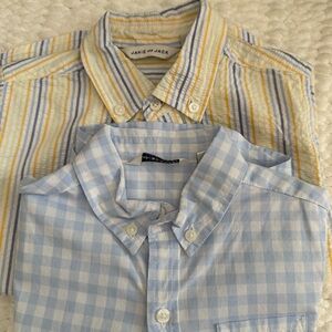 Janie and Jack Blue Checkered boy’s Shirt and seersucker yellow shirt